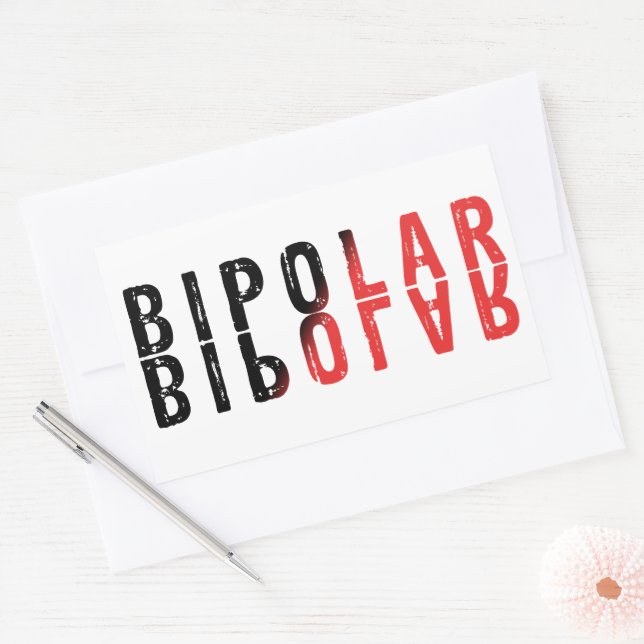 Bipolar text design rectangular sticker (Envelope)