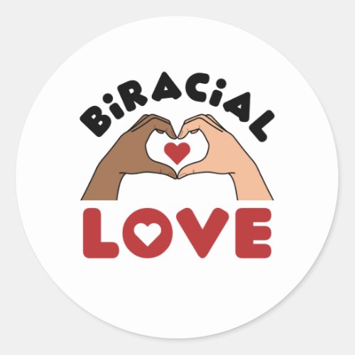 Biracial Love Mixed Race Couple Classic Round Sticker