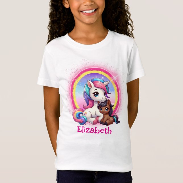Biracial Mixed Race Magical Unicorn Kids' T-Shirt (Front)
