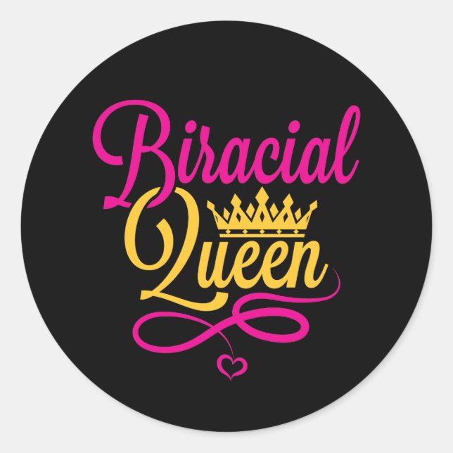 Biracial Queen Mixed Race Women Girls Classic Round Sticker (Front)
