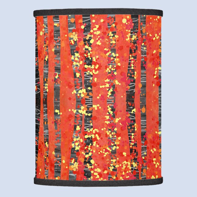 Birch Aspen Tree Forest Lamp Shade (Modern abstract aspen or birch tree forest red lampshade)