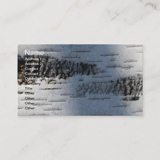 Customizable Birch bark 1291 business card template