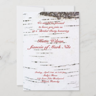Birch bark bridal shower invitation