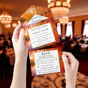 Birch Bark Fall Country Rustic Wood Leaves All In All In One Invitation