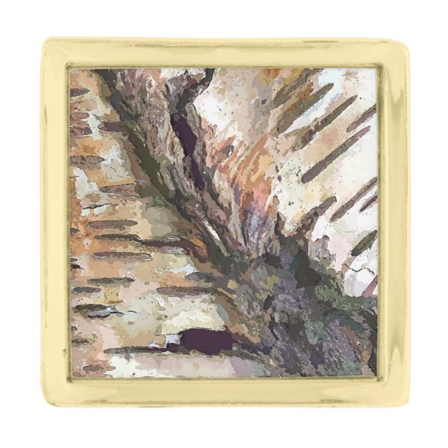 BIRCH BARK GOLD FINISH LAPEL PIN (Front)
