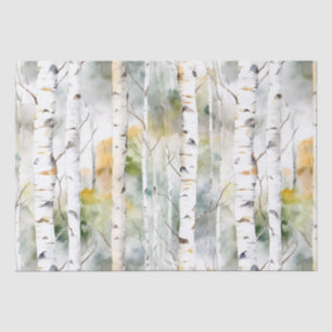 Birch bark green watercolor Tissue Paper