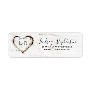 Birch Bark Heart Rustic Fall Label