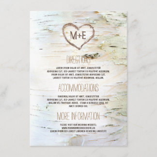 Birch Bark Heart Rustic Wedding Information Enclosure Card