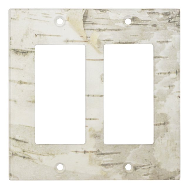 Birch Bark Lightswitch Double Light Switch Cover (Front)