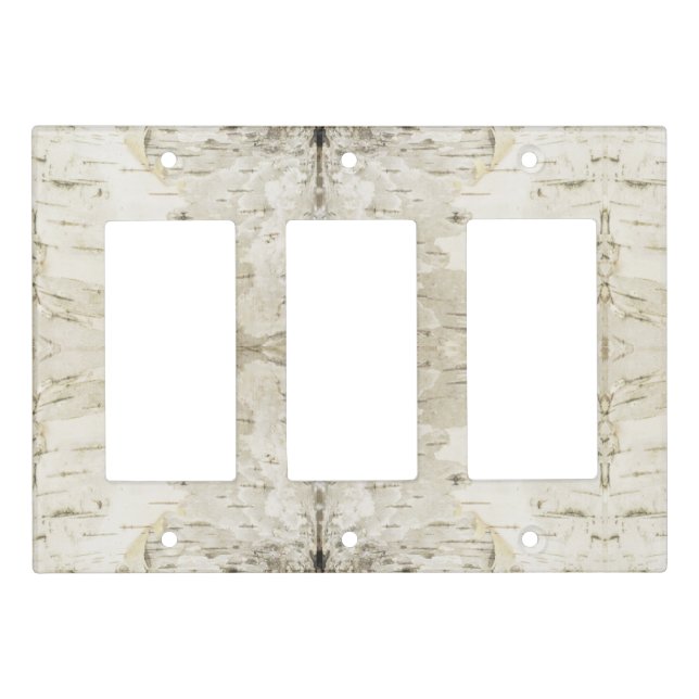 Birch Bark Lightswitch Triple Light Switch Cover (Front)