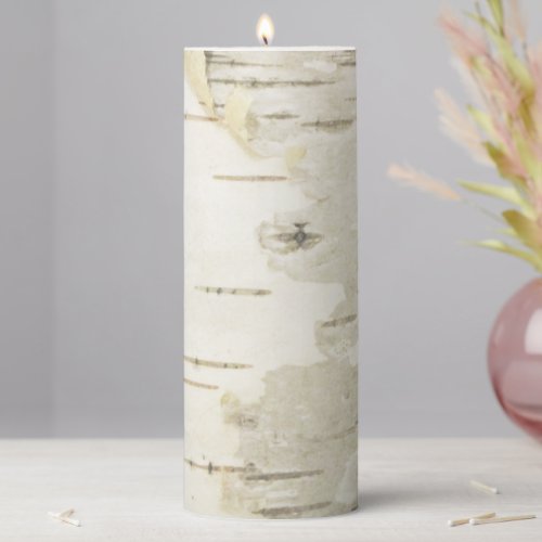 Birch Bark Nature Photography Pillar Candle
