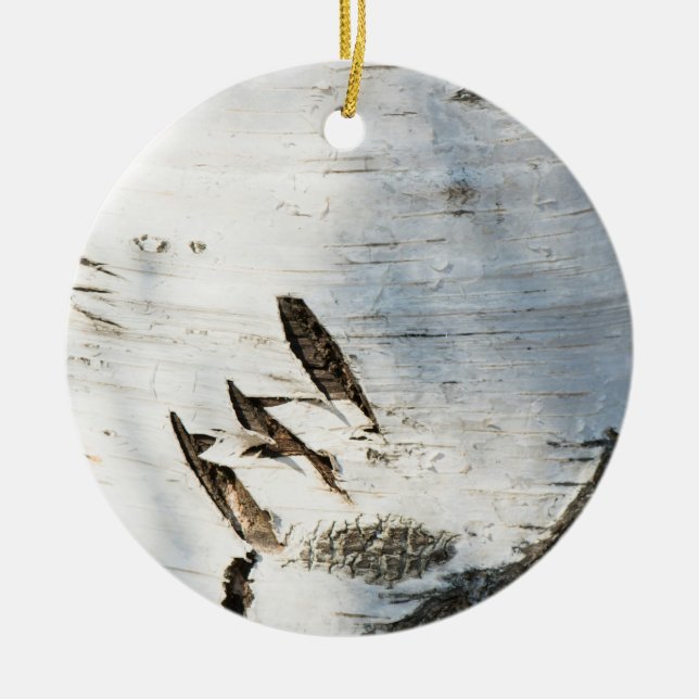 Birch bark pattern ceramic ornament (Front)