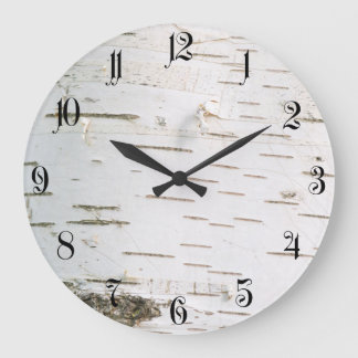 Birch bark pattern large clock