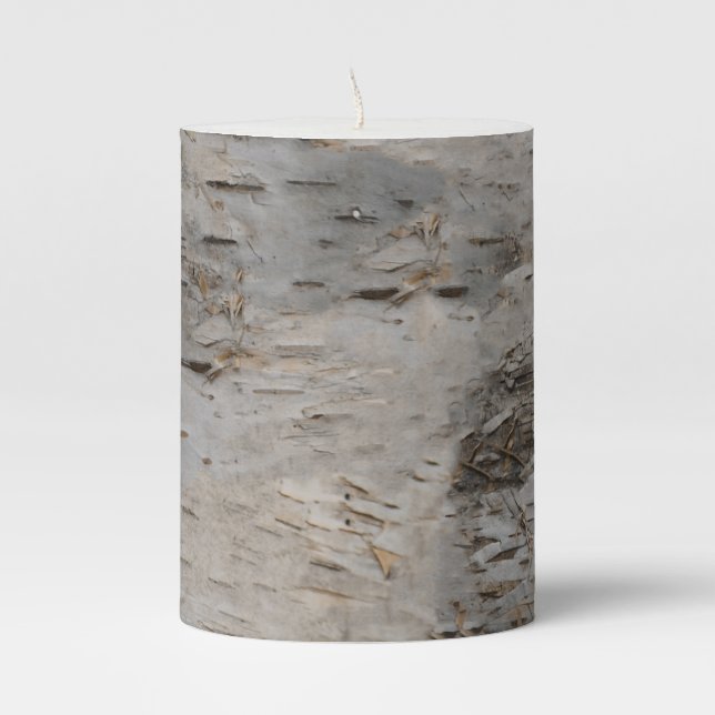 Birch Bark Pillar Candle (Front)