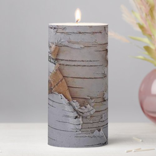Birch Bark  Pillar Candle