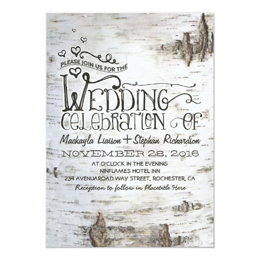 Birch Bark Wedding Invitations 1