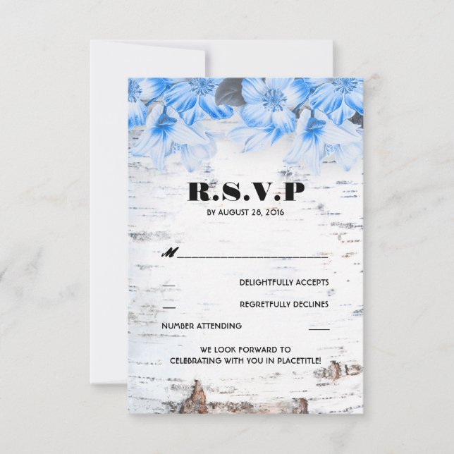Birch Bark Rustic Country Wedding RSVP Cards (Front)