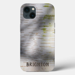 Birch Bark Rustic Nature Custom Name iPhone 13 Case