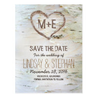 Birch bark rustic save the date postcards