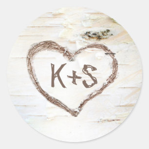 Birch Bark Rustic Tree Wedding Classic Round Sticker