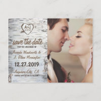 Birch Bark Rustic Tree Wedding Save the Date Cards