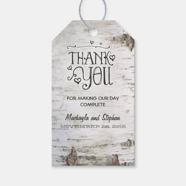 Birch Bark Rustic Wedding Gift Tags (Front)