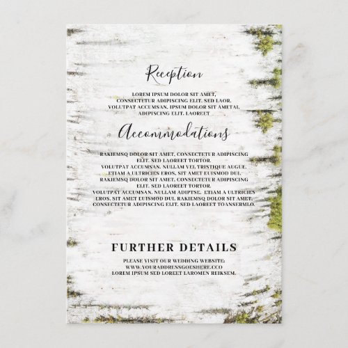 Birch Bark Rustic Wedding Information Guest Enclosure Card