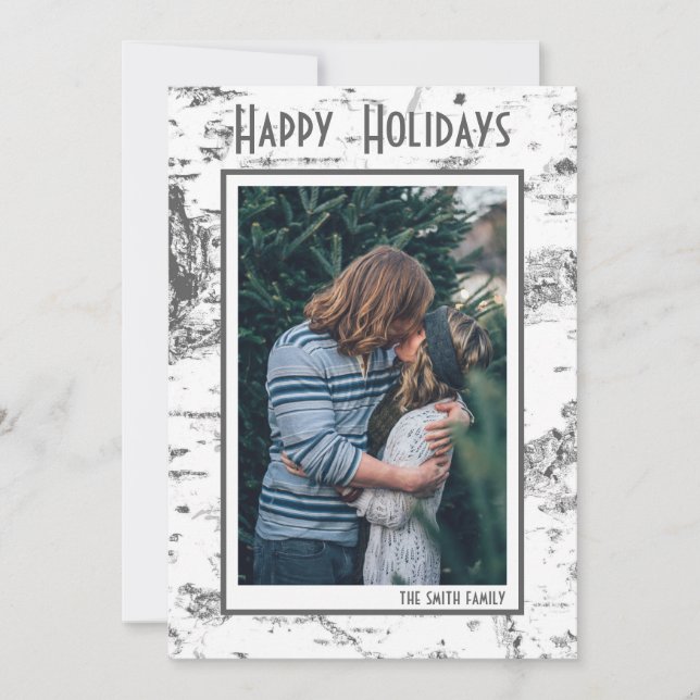 Birch Bark - Simple Rustic Photo Card (Front)