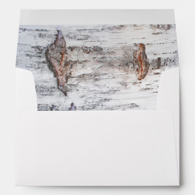 Birch Bark Texture Rustic Country Wedding Envelope (Back (Bottom))