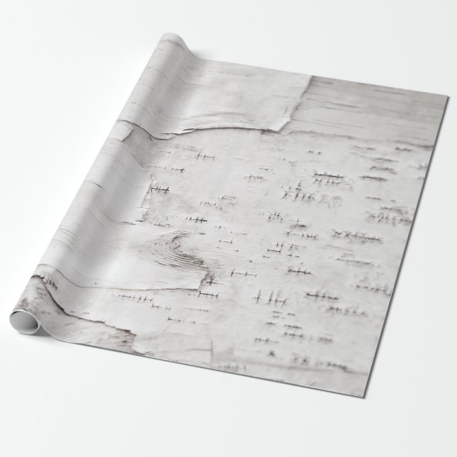 Birch Bark Tree White Rustic Country Woodland Wrapping Paper (Unrolled)