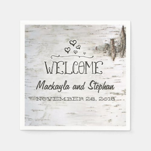 Birch Bark Wedding Paper Napkins