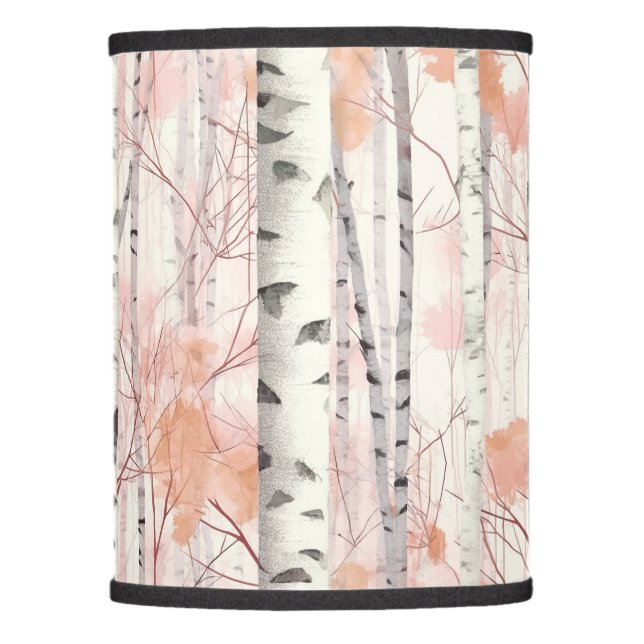 Birch blush pink white pattern lamp shade (Front)