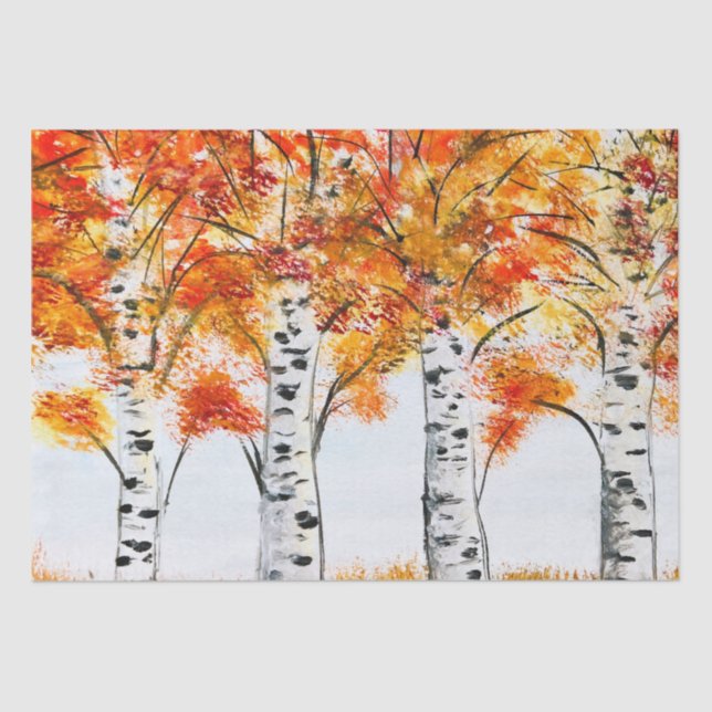 Birch Fall Birch Tree Autumn Country Leaves rustic Tissue Paper (Front)