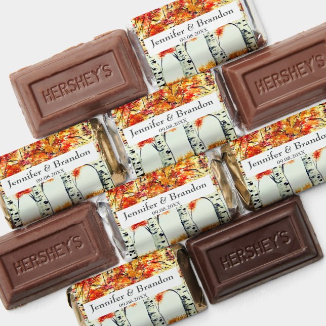 Birch Fall Woodland Leaf Watercolor Rustic Wedding Hershey's Miniatures (Assorted)