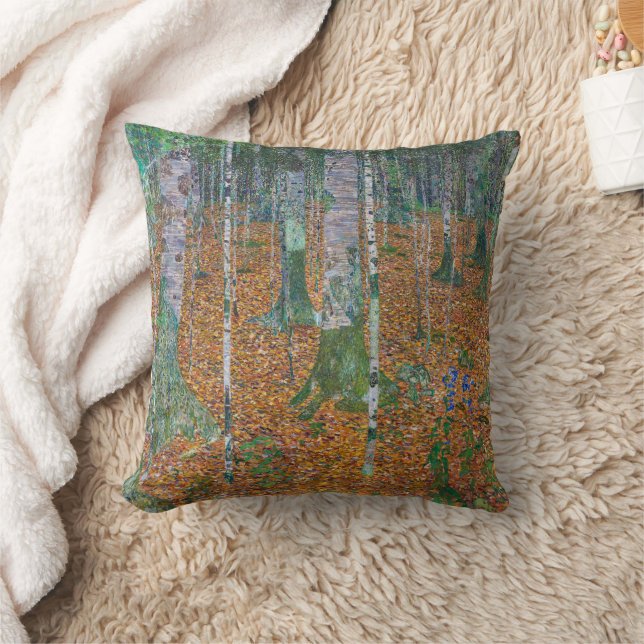 Birch Forest & Beech Grove | Gustav Klimt | Throw Pillow (Blanket)