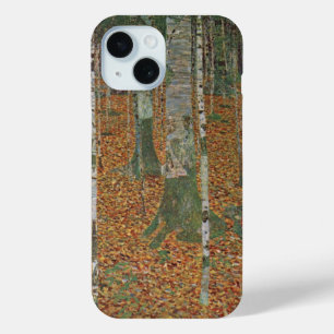 Birch Forest by Gustav Klimt, Vintage Art Nouveau iPhone 15 Case