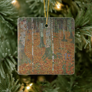 Birch Forest by Gustav Klimt, Vintage Art Nouveau Ceramic Ornament