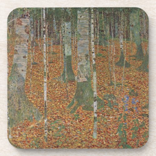 Birch Forest by Gustav Klimt Vintage Art Nouveau Coaster