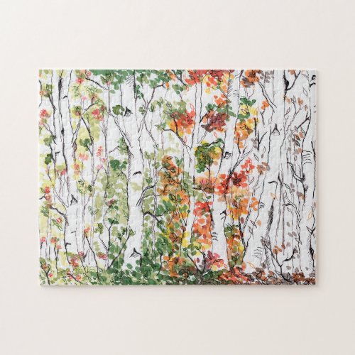 Birch Forest Four Seasons _ Puzzle