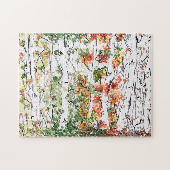Birch Forest, Four Seasons - Puzzle (Horizontal)