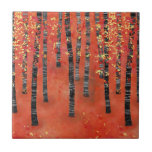 Birch Forest Landscape Ceramic Tile<br><div class="desc">A modern landscape painting of a birch or aspen tree forest in the autumn in rich tones of red, orange and yellow.</div>