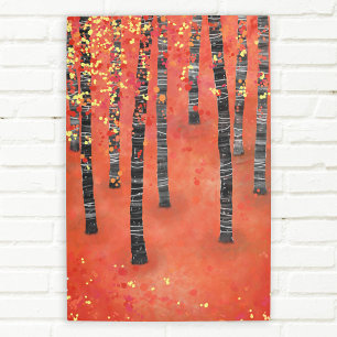 Birch Forest Landscape Metal Print