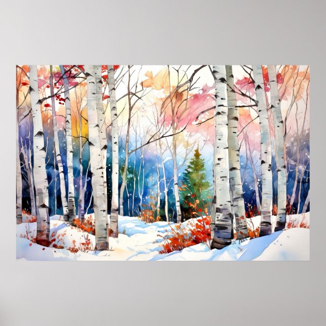 Birch Forest Landscape Poster (Front)