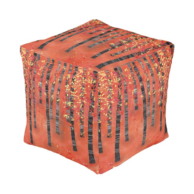 Birch Forest Landscape Pouf (Angled Front)