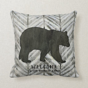 16x16 Multicolor Black Bear Throw Pillow