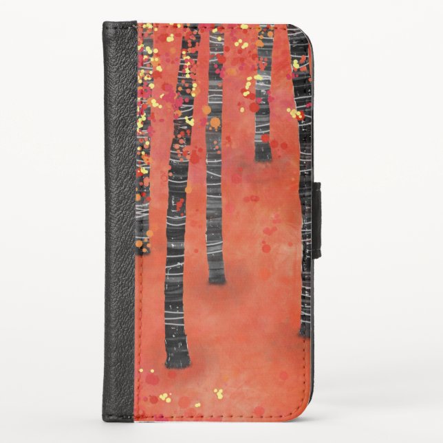 Birch Forest Red iPhone Wallet Case (Front)