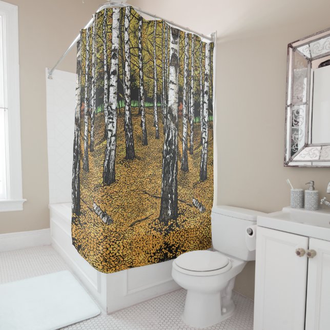 Birch Forest Shower Curtain (In Situ)