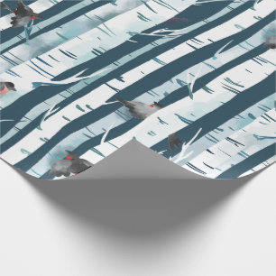 Birch Forest with Bullfinches Wrapping Paper