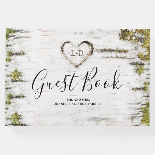 Birch Heart Rustic Fall Wedding Guest Book