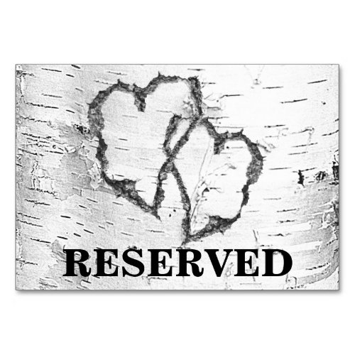 Birch Hearts Reserved Wedding Table Sign Table Number